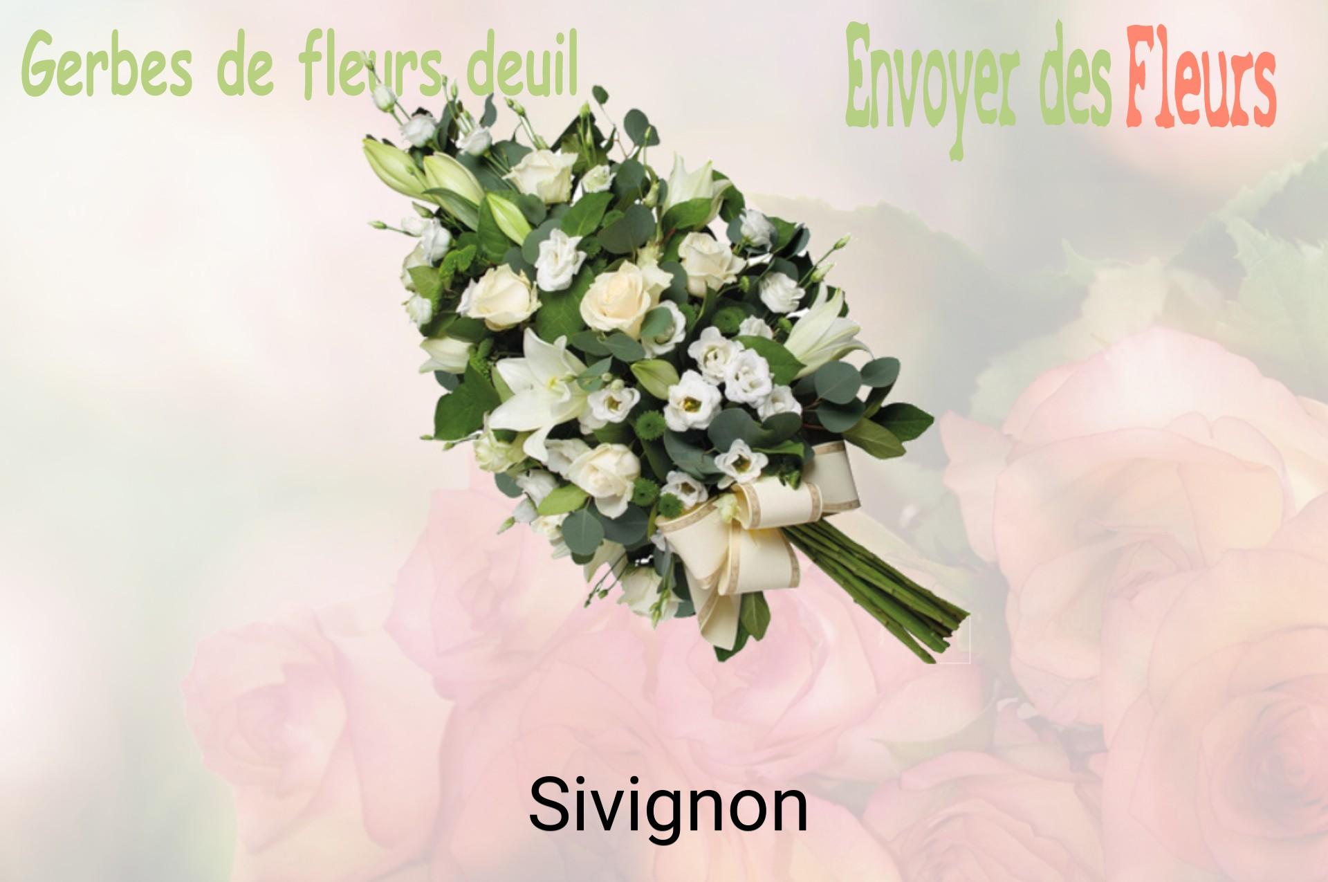Gerbe de fleurs de deuil livrée à Sivignon